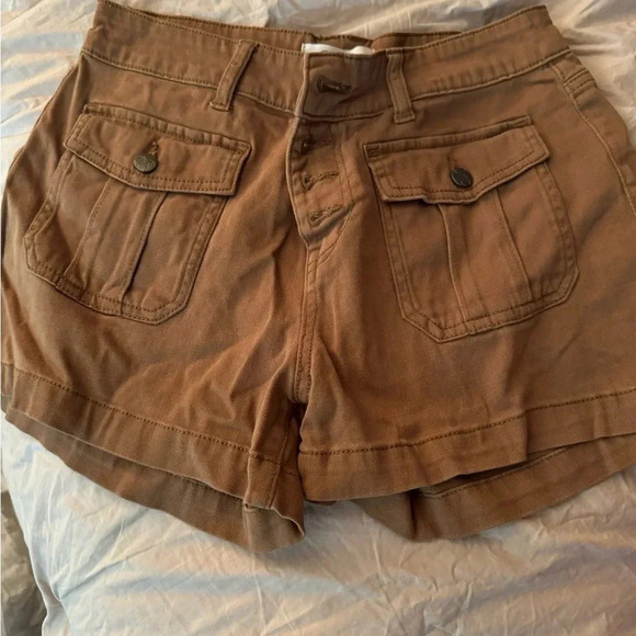 JESSICA SIMPSON INFINITELY IGH WAISTED BROWN KAHKI BUTTON FLY 4 POCKET SHORTS 6 - Picture 10 of 11